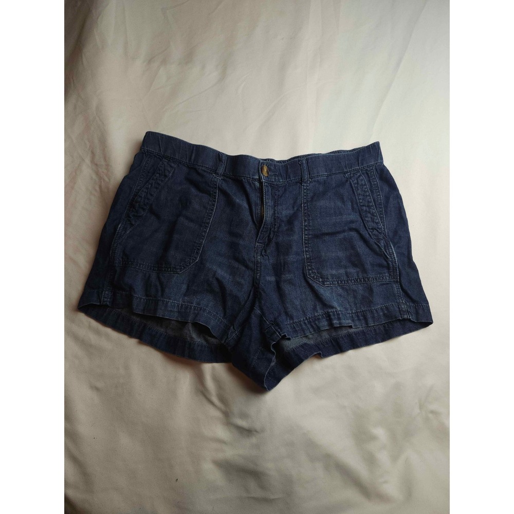 Torrid Dark Wash Denim Utility Shorts Size 12 Elastic Back Pockets Womens